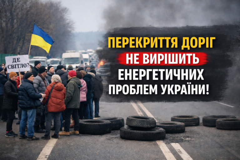 ПЕРЕКРИТТЯ ДОРІГ ТА ПІКЕТИ НЕ ПОКРАЩАТЬ СИТУАЦІЮ З ЕНЕРГЕТИКОЮ УКРАЇНИ!