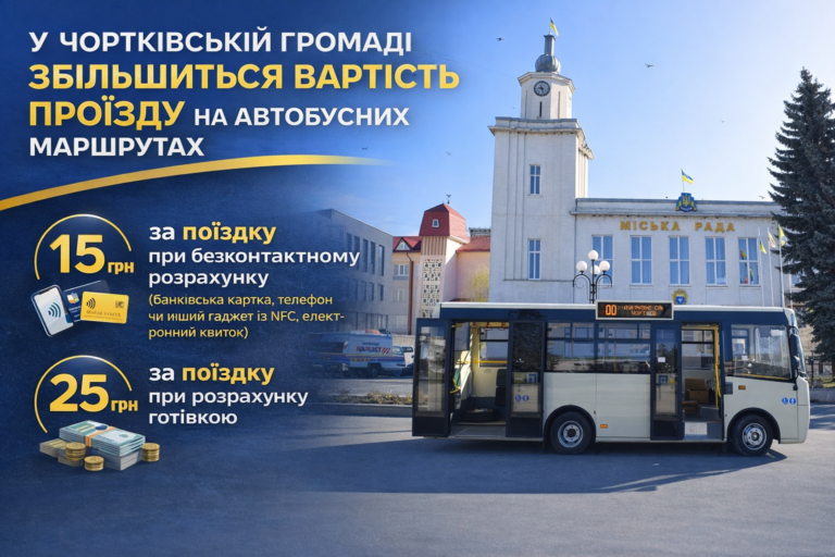 У ЧОРТКІВСЬКІЙ ГРОМАДІ ЗБІЛЬШИТЬСЯ ВАРТІСТЬ ПРОЇЗДУ НА АВТОБУСНИХ МАРШРУТАХ