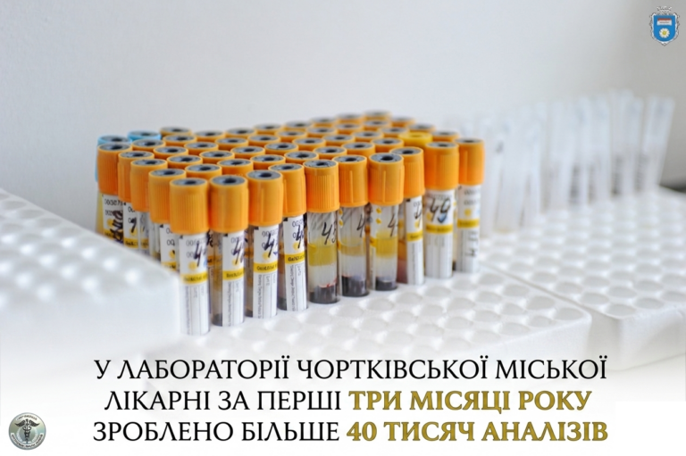 У ЛАБОРАТОРІЇ ЧОРТКІВСЬКОЇ МІСЬКОЇ ЛІКАРНІ ЗА ПЕРШІ ТРИ МІСЯЦІ РОКУ ЗРОБИТИ БІЛЬШЕ 40 ТИСЯЧ АНАЛІЗІВ