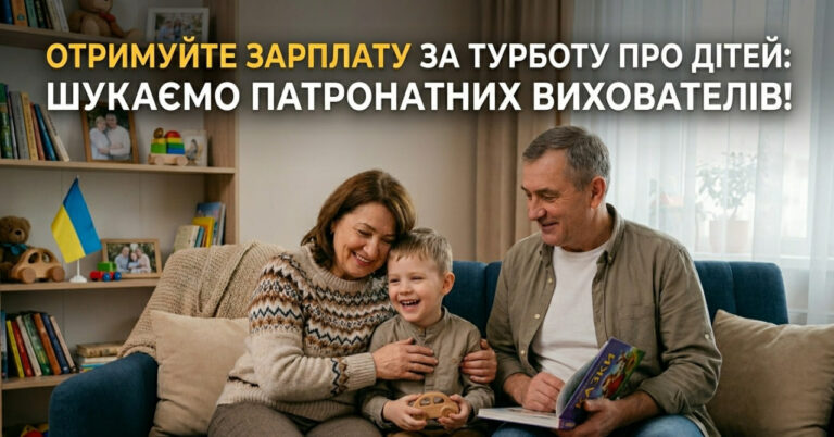 ШУКАЄМО ПАТРОНАТНИХ ВИХОВАТЕЛІВ! ОТРИМУЙТЕ ЗАРПЛАТУ ЗА ТУРБОТУ ПРО ДІТЕЙ!