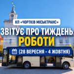 КП «ЧОРТКІВ МІСЬКТРАНС» ЗВІТУЄ ПРО ТИЖДЕНЬ РОБОТИ
